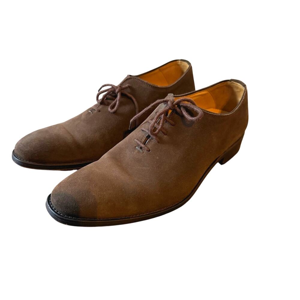 Charles Tyrwhitt Men's Dark Brown Suede & Leather Wholecut Oxford Shoes Sz 7 1/2